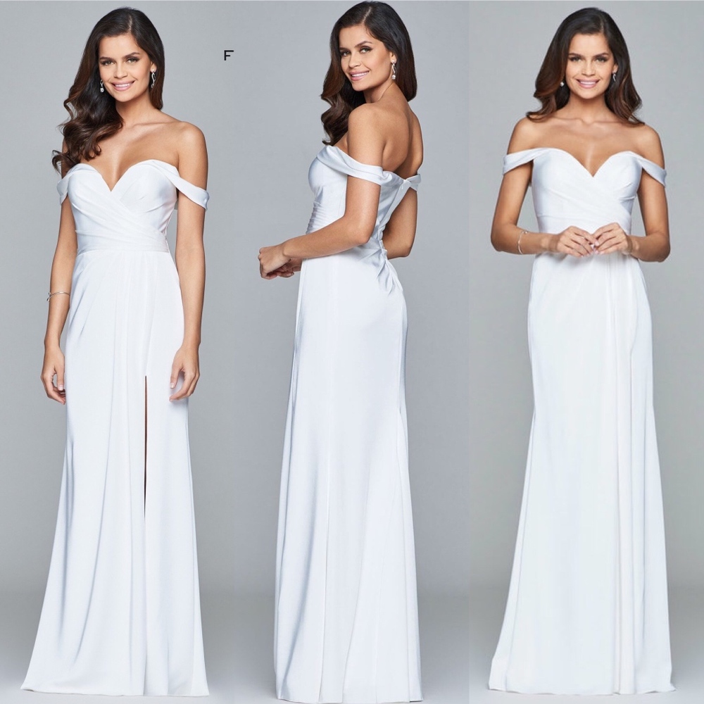 Faviana 8083 White Off Shoulder Dress NWT